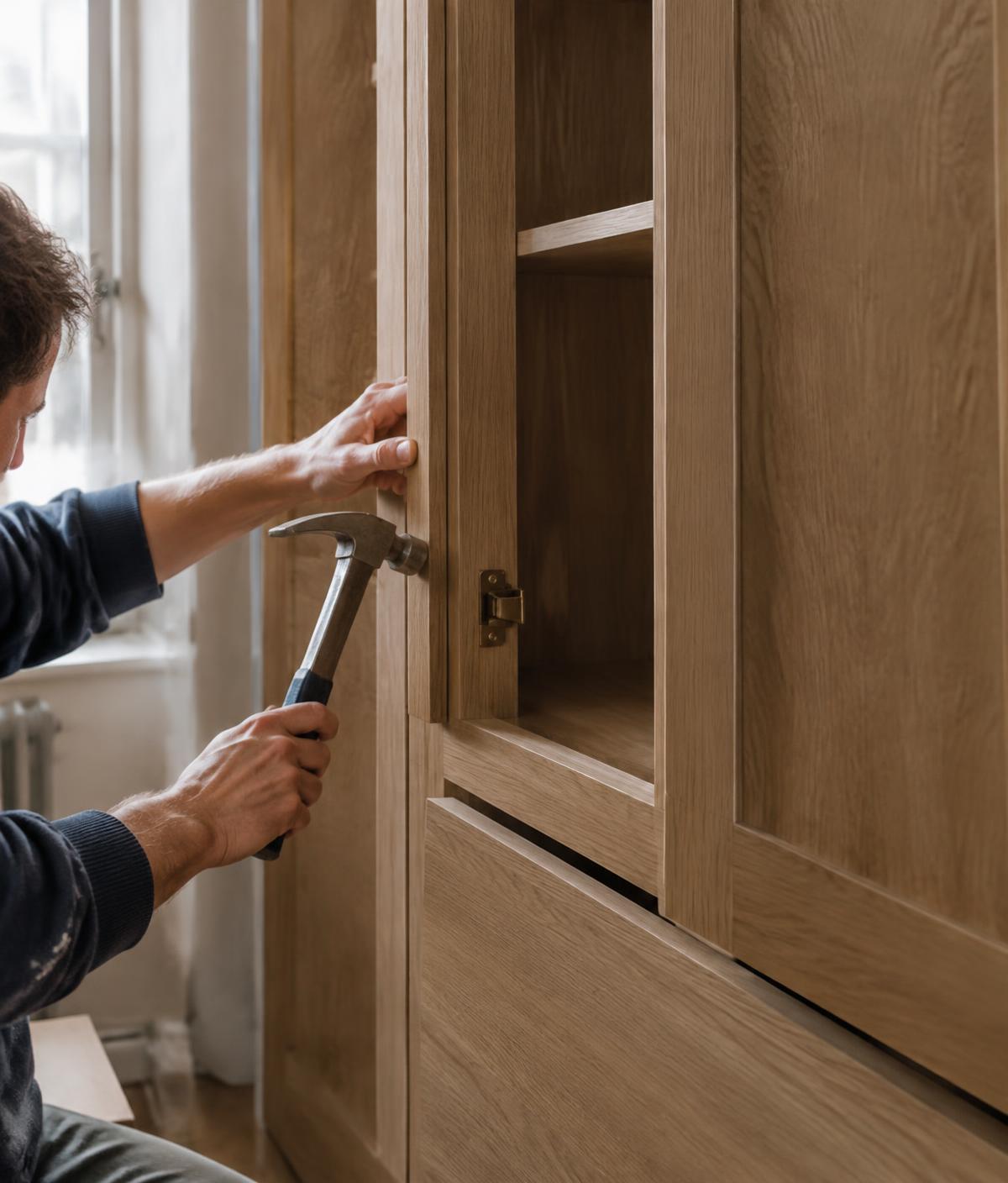 Fitting bespoke oak wardrobe doors